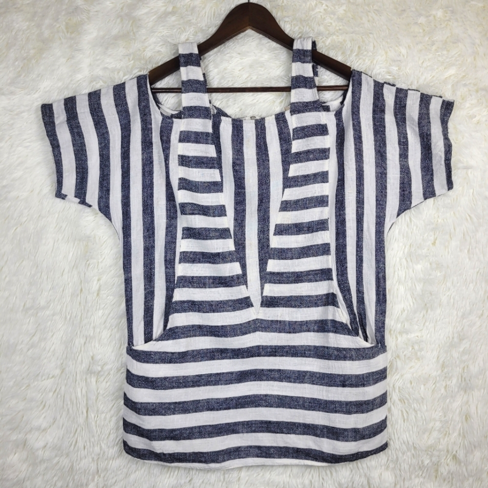 Soft‎ Surroundings Medium Sunset Park Linen Blend Top Nautical